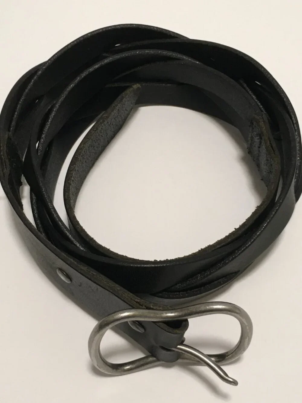 Vintage Gap Jeans 1969 Genuine Leather Belt Black USA Made Brass Buckle Size M